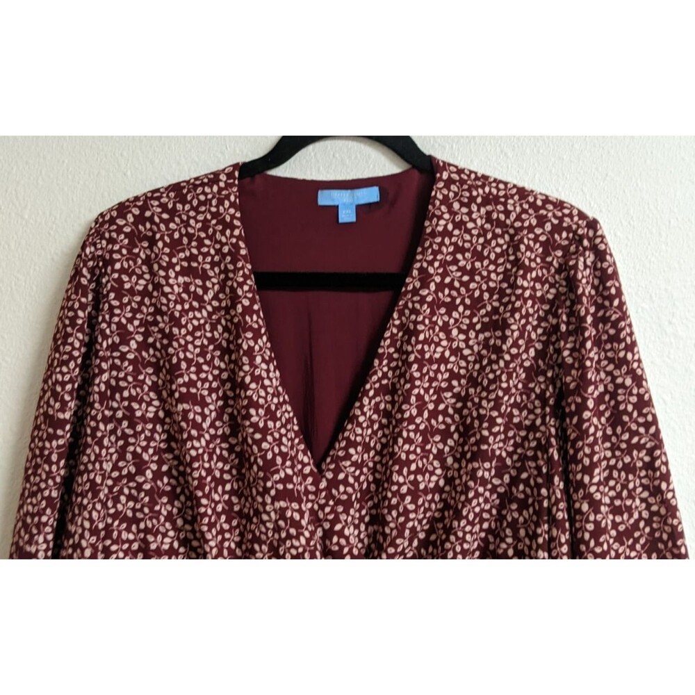 Draper James RSVP Ditsy Floral Burgundy/White Smocked Waist A-Line Dress 2X - Picture 8 of 16